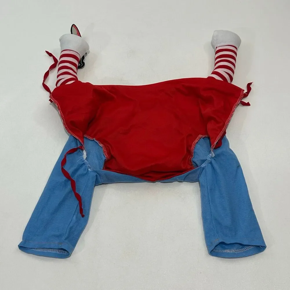 Good Dogs‎ Dog Costume Light Blue Overalls Red White Striped Shirt, Size XL